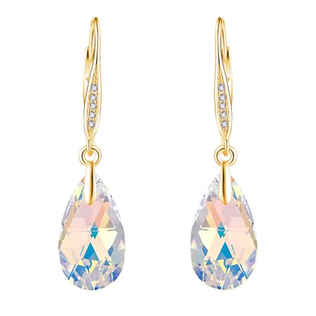 XATENJE Austrian Crystal Earrings 925 Sterling Silver Aurora Boreali Drop Dangle Earrings Anniversary Birthday Jewelry Gifts for Women