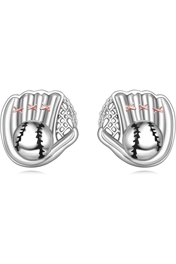 Baseball Earrings 925 Sterling Silver Softball Earrings Baseball Stud Earrings Baseball Jewelry for Women Sports Lovers