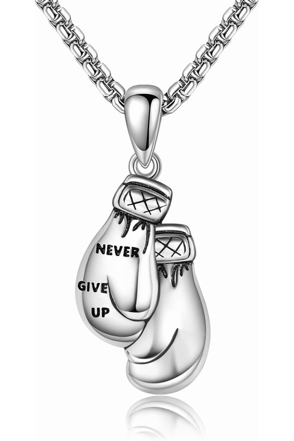 Boxing Gloves Necklace 925 Sterling Silver boxing glove Pendant Necklace Men Punk Jewelry Gifts for Women