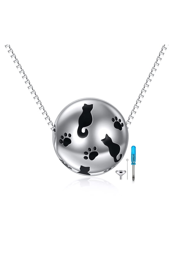 Cat Paw Urn Necklace for Ashes 925 Sterling Silver Ashes Keepsake Cremation Jewelry Gifts for Women Cat Lovers
