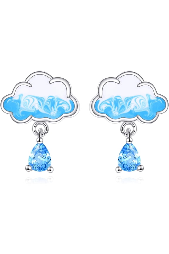 Cloud Earrings 925 Sterling Silver Rain Cloud Stud Earrings Rain Jewelry Gifts for Women