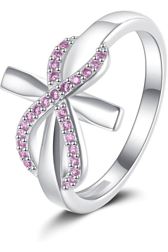 Cross Infinity Ring 925 Sterling Silver Infinity Birthstone Ring Cross Jewelry Gifts For Women