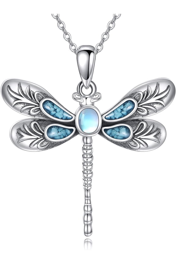 Dragonfly Necklace 925 Sterling Silver Turquoise Dragonfly Pendant Jewelry Gifts for Women Mother Friends
