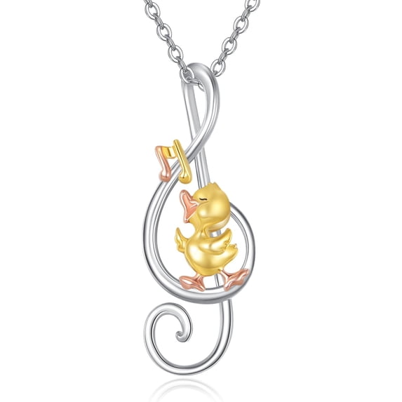 XATENJE Duck Necklace 925 Sterling Silver Music Note Animals Pendant Duck Jewelry Gifts for Women