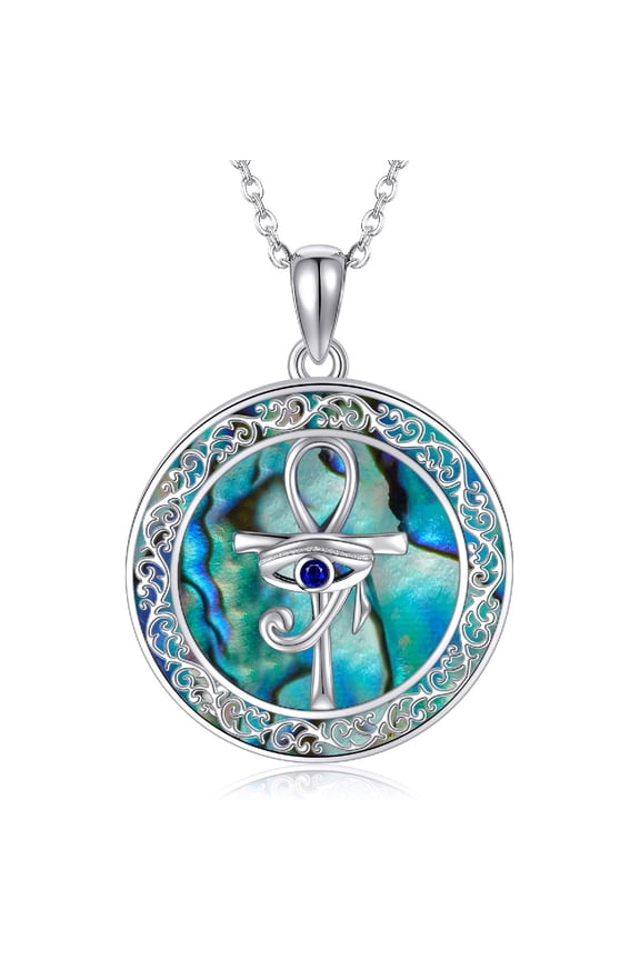 Egyptian Necklace 925 Sterling Silver Ankh Necklace Eye of Horus Pendant Protection Egyptian Jewelry Gifts for Women
