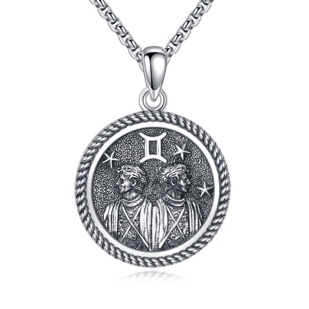 XATENJE Gemini Necklace 925 Sterling Silver Gemini Pendant And Chain Constellation Necklace Zodiac Jewelry Birthday Gifts for Women Men