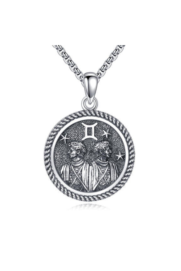 Gemini Necklace 925 Sterling Silver Gemini Pendant And Chain Constellation Necklace Zodiac Jewelry Birthday Gifts for Women Men