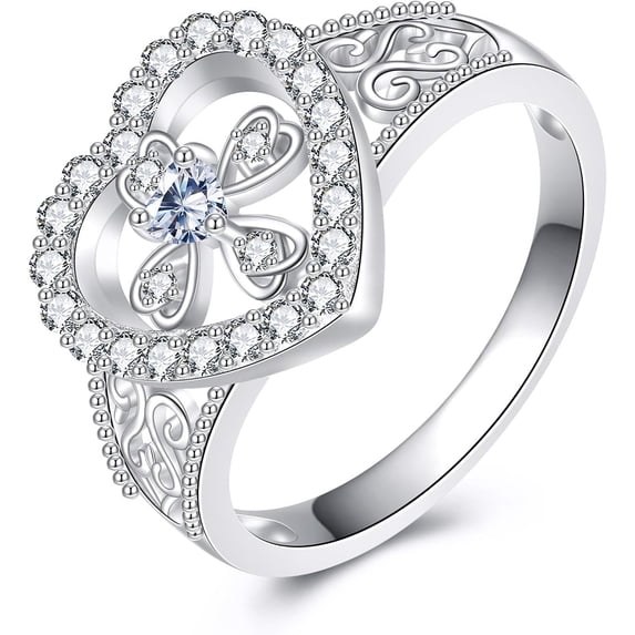 XATENJE Heart Cross Ring 925 Sterling Silver Faith Rings Purity Rings for Women Christian(6)