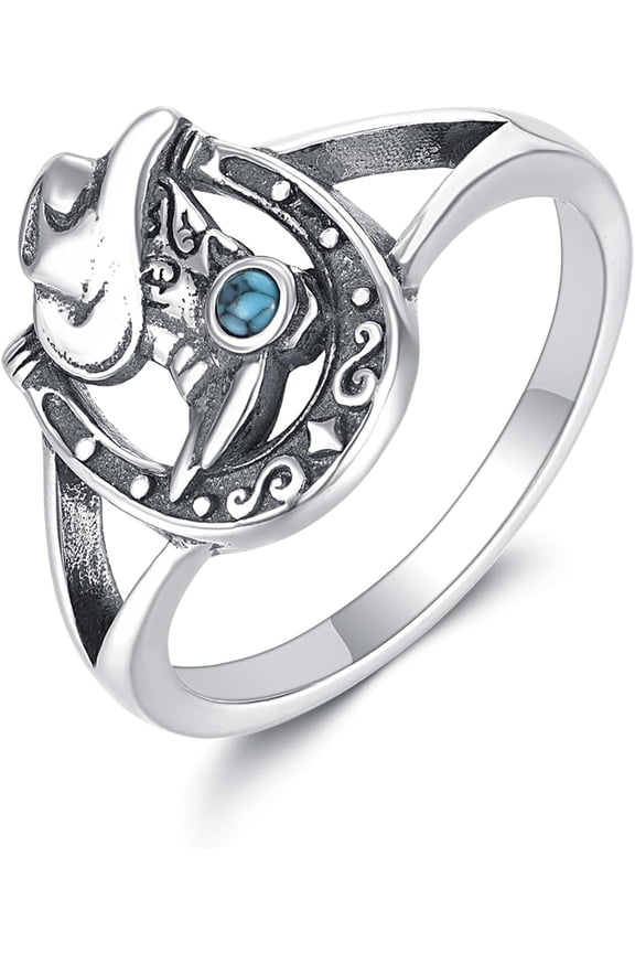 Horseshoe Ring 925 Sterling Silver Cowboy Cowgirl Boot Ring Western Jewelry Gifts for Women Men