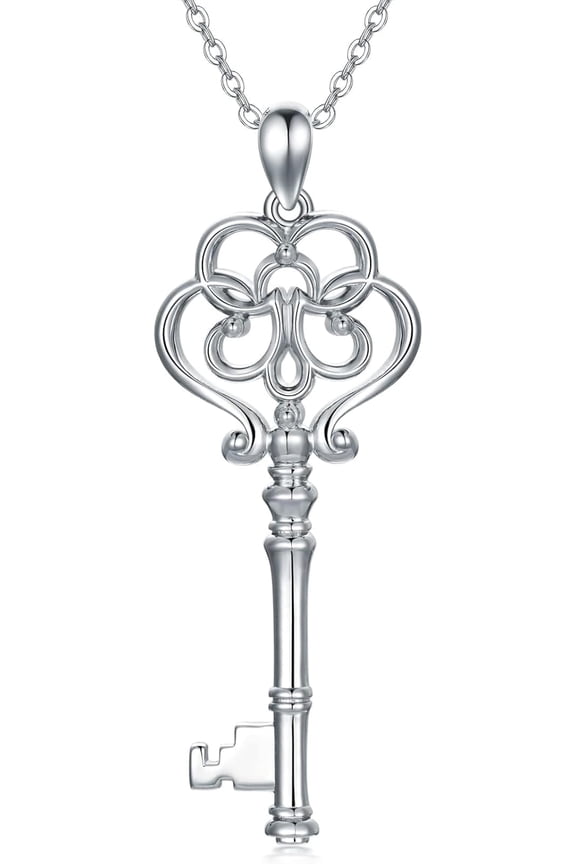 Key Necklace 925 Sterling Silver Retro Vintage Key Jewelry for Women