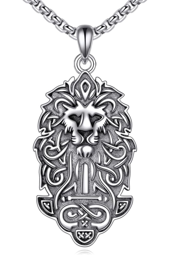 Lion Necklace 925 Sterling Silver Lion Pendant Necklace Jewelry for Men