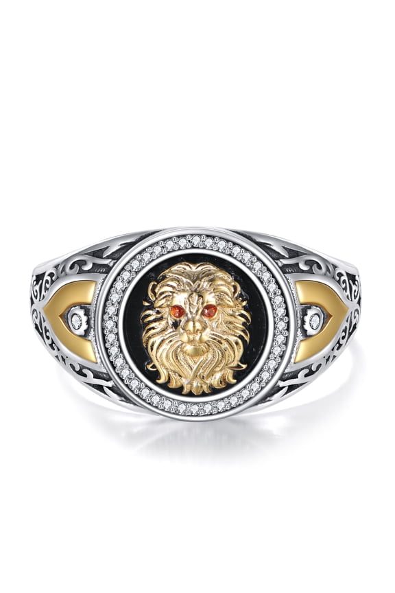 Lion Ring 925 Sterling Silver Animal Kingdom The King Lion Head Ring Jewelry Gifts for Men Women #8