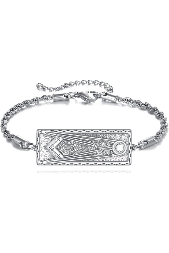 Masonic Bracelet 925 Sterling Silver Freemason Bracelet Masonic Jewelry Gifts for Women Men
