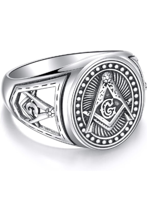 Masonic Ring 925 Sterling Silver Freemasonry Rings Mason Symbols Jewelry For Men #8