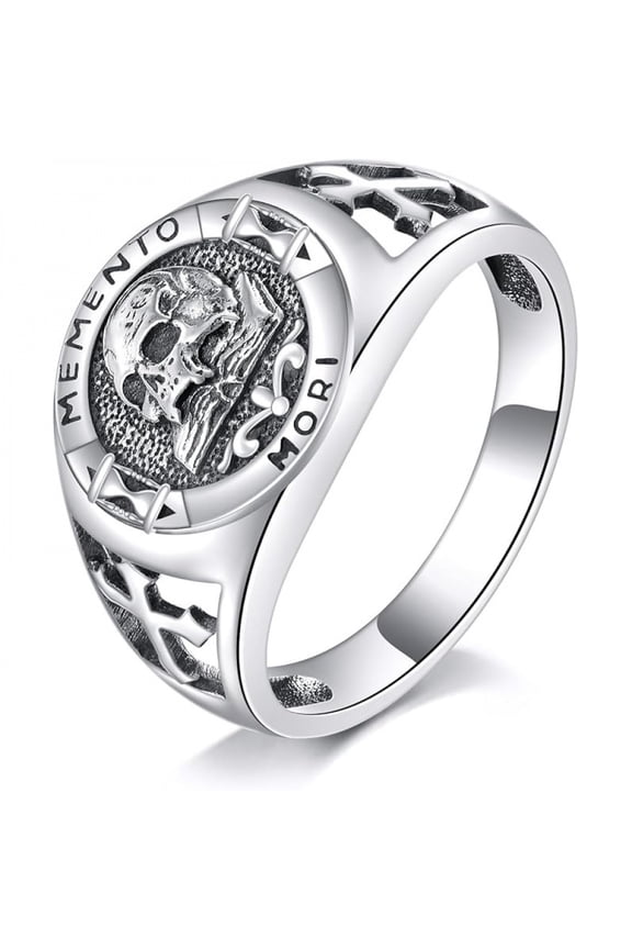Memento Mori Ring 925 Sterling Silver Memento Mori Ring Skull Stoic Jewelry For Men Women #8