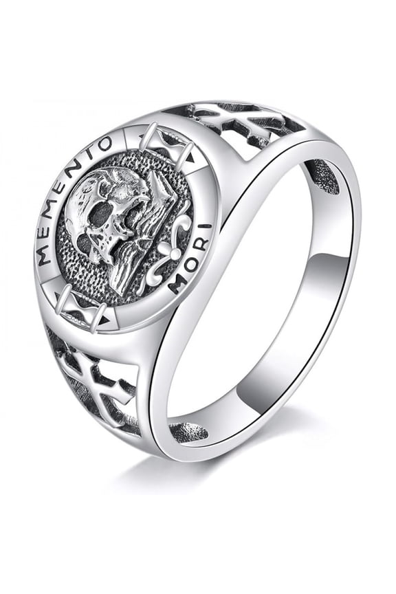 Memento Mori Ring 925 Sterling Silver Memento Mori Ring Skull Stoic Jewelry For Men Women #9