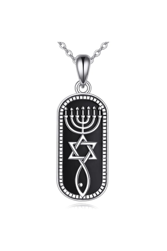 Messianic Necklace 925 Sterling Silver Messianic Seal Pendant Menorah Jewelry Gifts for Women Men