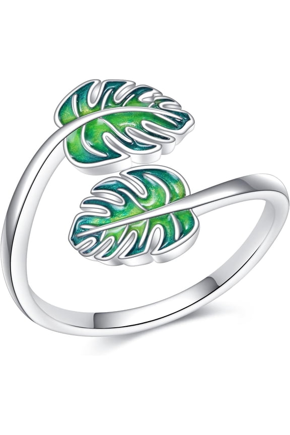 Monstera Rings 925 Sterling Silver Palm Leaf Rings Tropical Monstera jewelry Gifts for Women