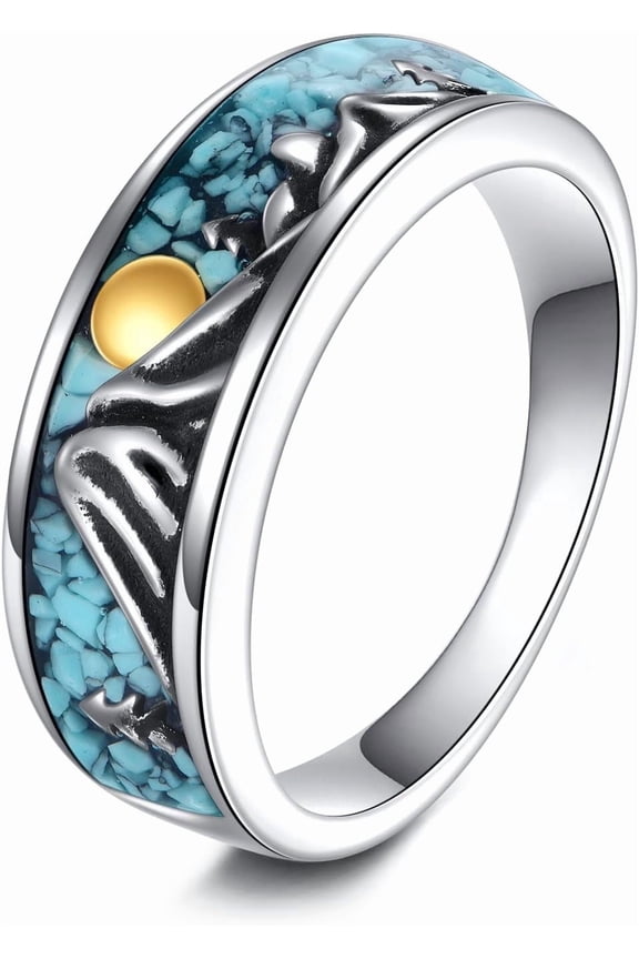 Mountain Rings S925 Sterling Silver Turquoise Mountain Ring Turquoise Jewelry Gifts For Women Men #9