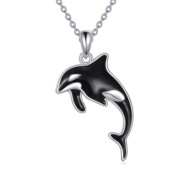 XATENJE Orca Killer Whale Necklace 925 Sterling Silver Orca Whale Pendant Ocean Animal Jewelry Gifts for Women