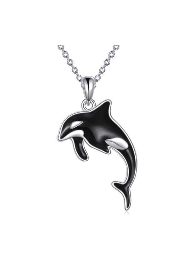 Orca Killer Whale Necklace 925 Sterling Silver Orca Whale Pendant Ocean Animal Jewelry Gifts for Women
