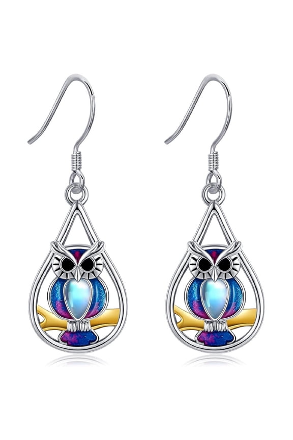 Owl  Earrings 925 Sterling Silver Dangle Earrings Leverback Earrings Animal Jewelry for Women