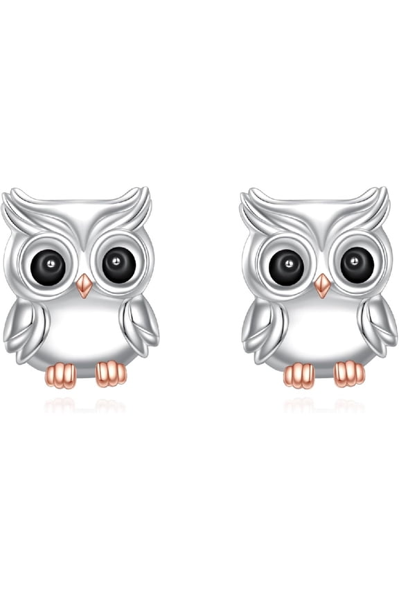 Owl Earrings 925 Sterling Silver Owl Stud Earrings Cute Animal Jewelry Gifts for Women