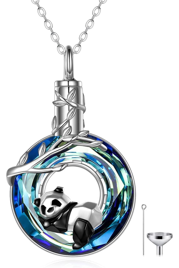 Panda Necklace Sterling Silver Cute Origami Panda I Love You to The Moon and Back Pendant Necklace for Women Wife Mom