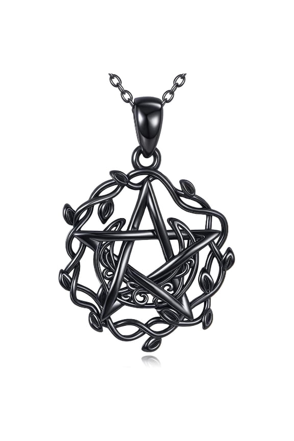 Pentagram Necklace 925 Sterling Silver Pentacle Wiccan Pendant Pagan Wiccan Jewelry Gifts for Women Men