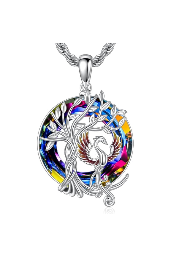 Phoenix Necklace 925 Sterling Silver Crystal Pendant Nirvana Phoenix Bird Jewelry Gifts for Women