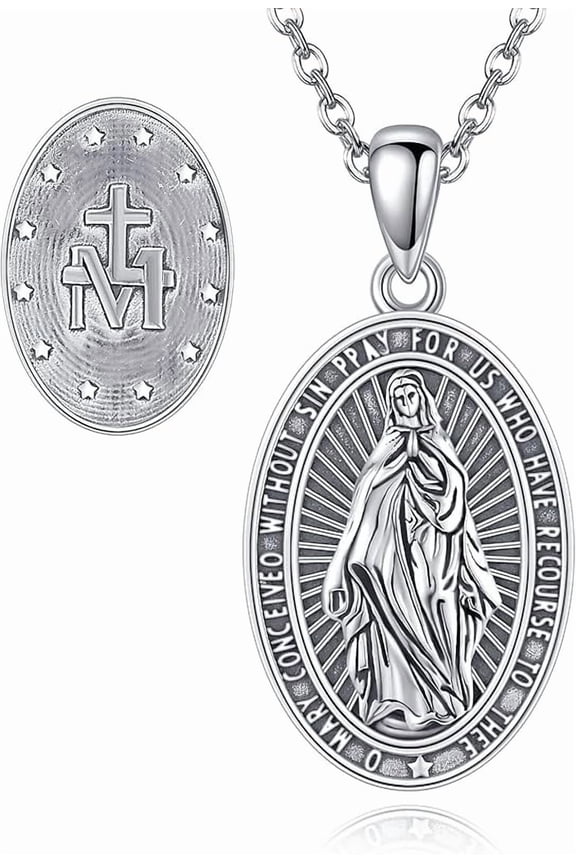 Religion Jewelry 925 Sterling Silver Saint Raphael/Saint Joseph/Virgin Mary/Saint Christopher/Saint Jude/Santa Muerte/Saint Brendan Medal Pendant Protection Gifts for Men Women