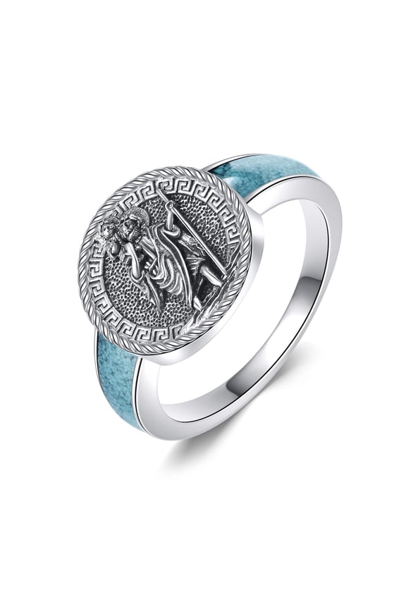 Saint Christopher Ring 925 Sterling Silver Archangel Christopher Signet Ring Religious Jewelry Gift for Women Men #10