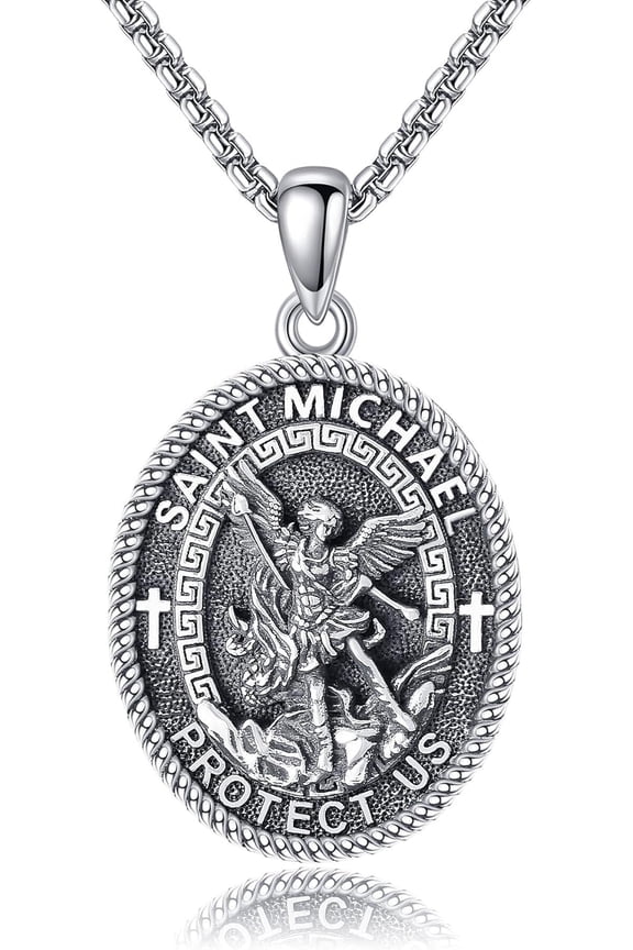 Saint Necklace 925 Sterling Silver the Archangel Pendant Amulet for Men Women Religious Protector Pendant Jewelry Gifts