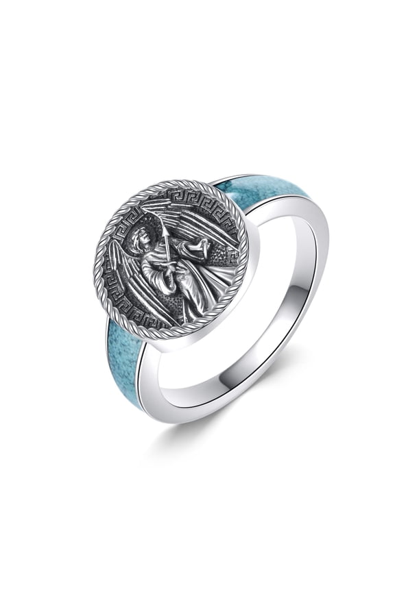 Saint Raphael Ring 925 Sterling Silver Archangel Raphael Signet Ring Religious Jewelry Gift for Women Men #7