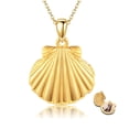 thumbnail image 1 of XATENJE Seashell Locket Necklace 925 Sterling Silver That Holds Pictures Sea Shell Photo Locket Pendant Necklaces Nautical Beach Seashell jewelry for Women, 1 of 5