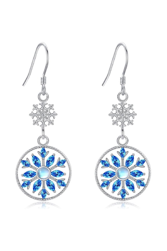 Snowflake Earrings 925 Sterling Silver Snowflake Earrings for Women Dangle Drop Earring Jewelry
