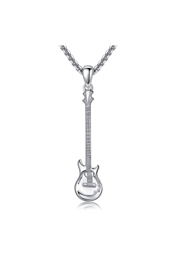 Spoon Necklace Sterling Silver Spoon Guitar Pendant Necklace for Women Men Jewelry Gifts