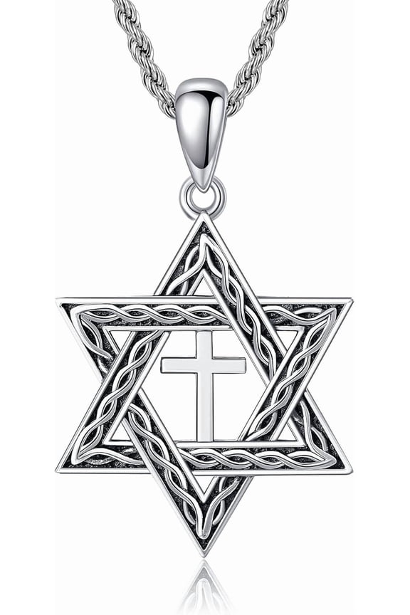 Star Of David Cross Necklace 925 Sterling Silver Star Of David With Cross Pendant Necklace Jewish Jewelry Gifts For Men Women