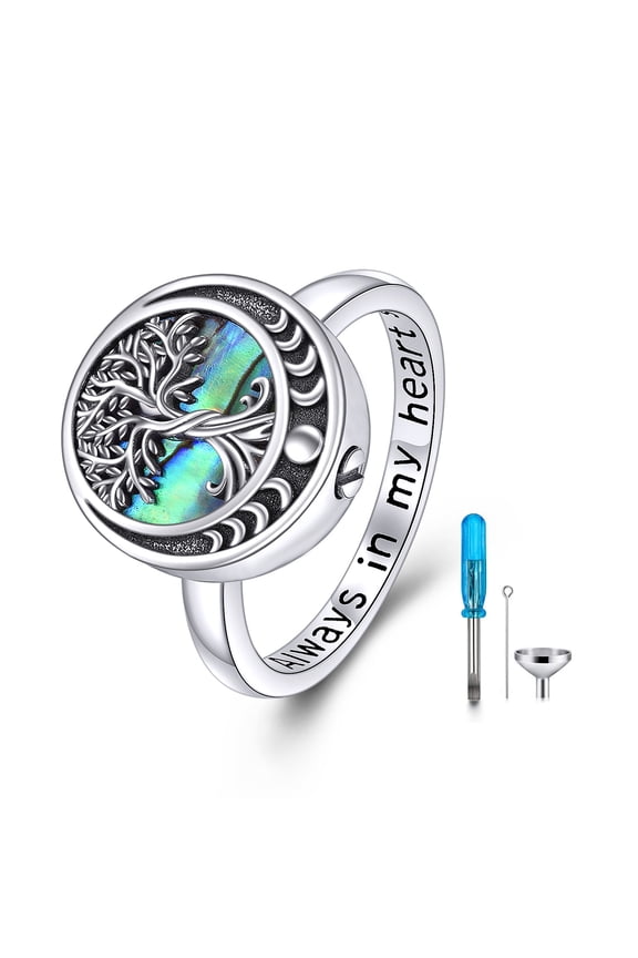 Tree of Life Urn Ring for Ashes 925 Sterling Silver Urn Ring Cremation Jewelry Gifts for Women #10