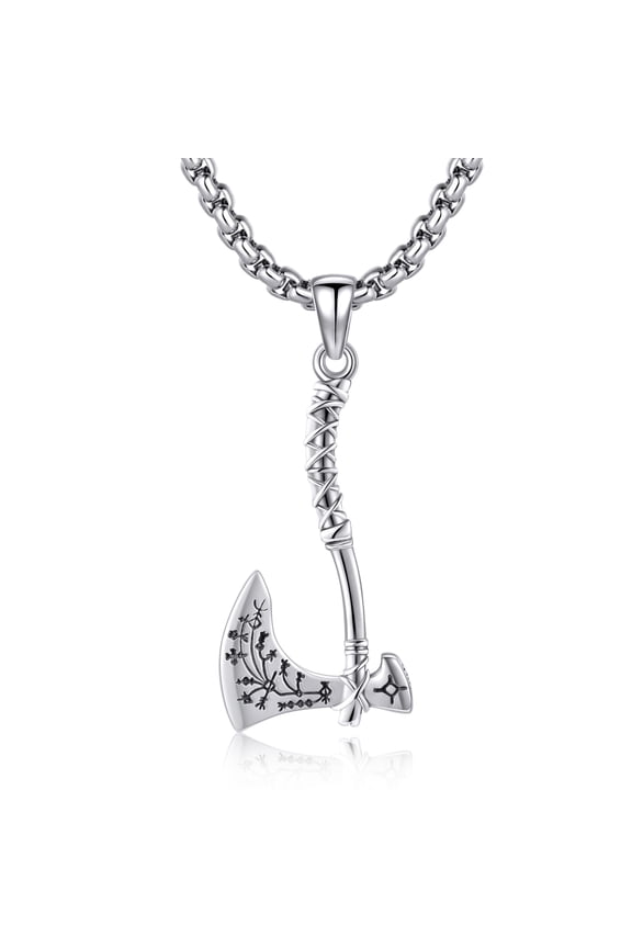 Viking Axe Necklace for Men 925 Sterling Silver Norse Axe Pendant Necklace Norse Jewelry Gifts for Men Women