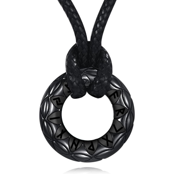 XATENJE Viking Necklace Sterling Silver Viking Norse Rune Pendant Black Vegvisir Runic Jewelry for Women Men