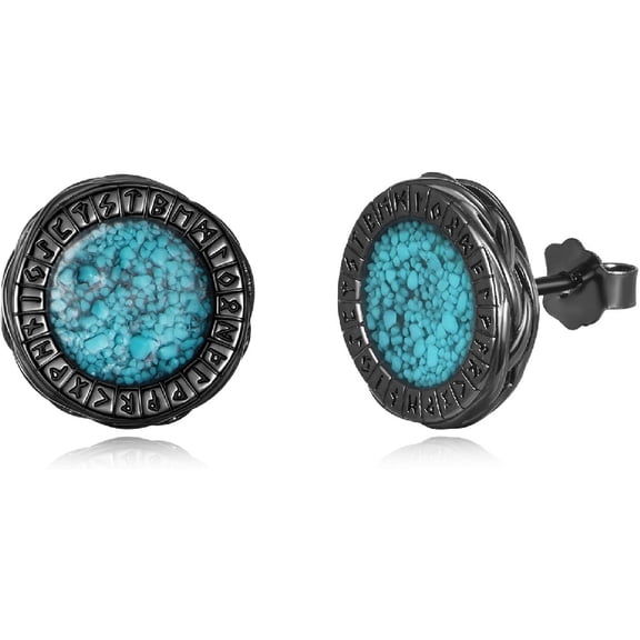 XATENJE Viking Stud Earrings 925 Sterling Silver Viking Runes Earrings Norse Jewelry Gifts for Women Men