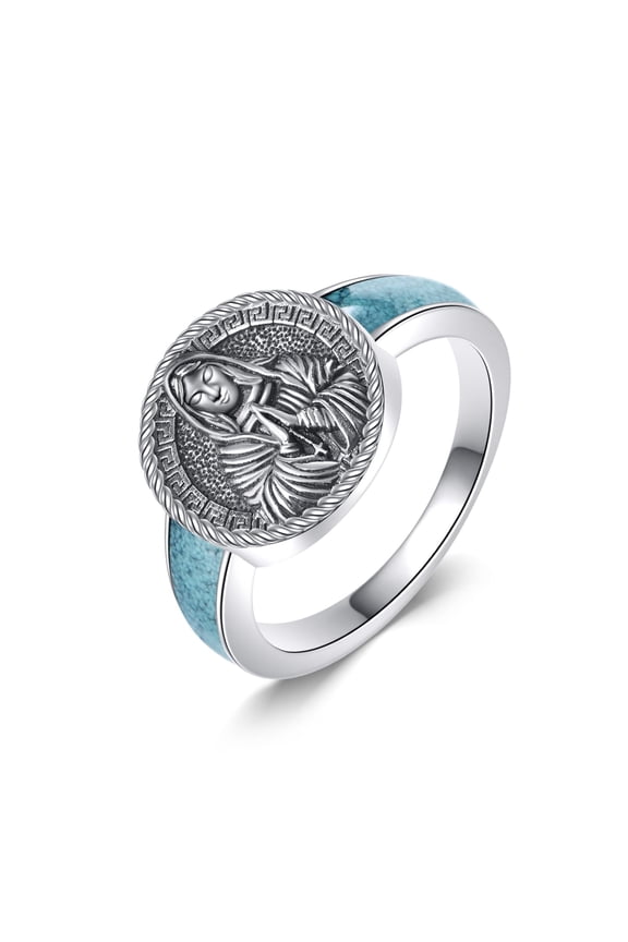 Virgin Mary Ring 925 Sterling Silver Virgin Mary Signet Ring Religious Jewelry Gift for Women Men #9