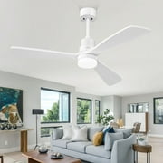 LANHAI XAUJIX 52'' Ceiling Fan with Light and Remote Control, Flush Mount Ceiling Fan 6-Speed Reversible Airflow 3 Wood Fan Blades, White