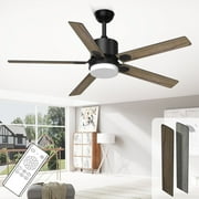 Xaujix Ceiling Fan with Light and Remote Control, 52 ''Modern Ceiling Fan 6-Speed Reversible DC Motor, Suitable for Outdoor Terraces, Bedrooms, and Living Rooms