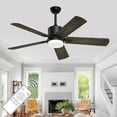 thumbnail image 1 of XAUJIX Ceiling Fan with Light and Remote Control, Modern Flush Mount Ceiling Fan 52 '' 6-Speed Reversible DC Motor 5 Wood Fan Blades Retro Pine/Black, 1 of 13