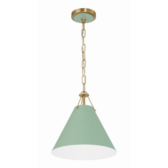 XAV-B8301-VG-GR-Crystorama Lighting-Xavier - 1 Light Pendant-Vibrant Gold/Green Finish    -Traditional Installation