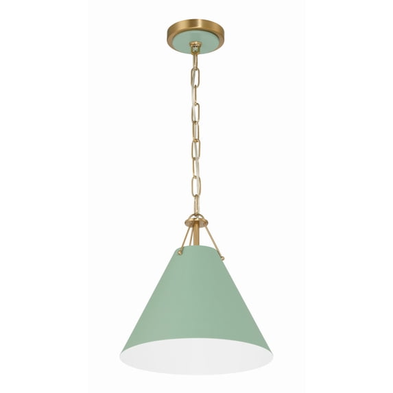 XAV-B8301-VG-GR-Crystorama Lighting-Xavier - 1 Light Pendant-Vibrant Gold/Green Finish -Traditional Installation
