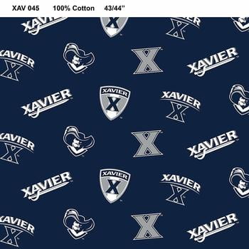 XAVIER UNIVERSITY COTTON FABRIC-ALLOVER PATTERN-SOLD BY THE YARD