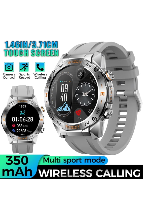 H60 1.46'' Big Screen Smart Watch for Men(Answer/Make Calls), Fitness Watch for iOS Android Smartwatch with Multiple Sports Modes Pedometer, 1pc